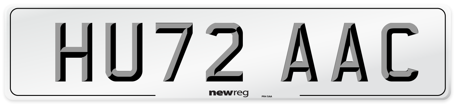 HU72 AAC Number Plate from New Reg